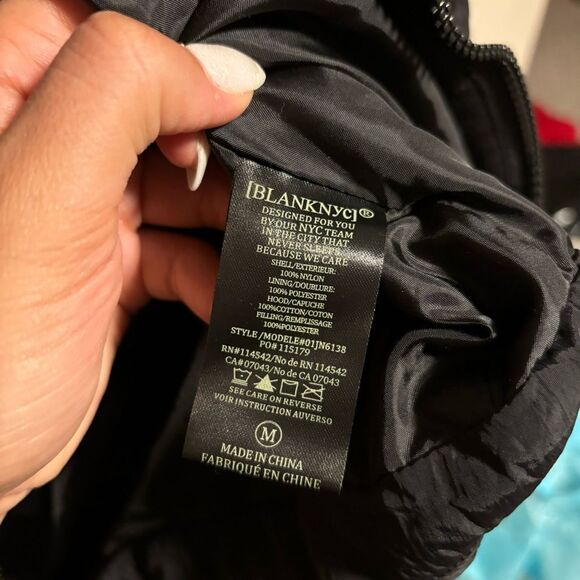 NWT Blank NYC Fair Shake Hooded Jacket Mixed Media Black- Size Medium - Picture 13 of 15